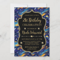 Blue and Yellow Starry Night 21st Birthday