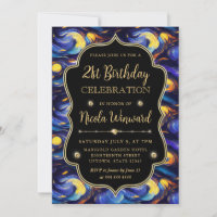 Blue and Yellow Starry Night 21st Birthday