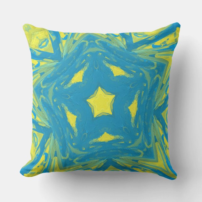 Blue and Yellow Stars throw pillow (Front)