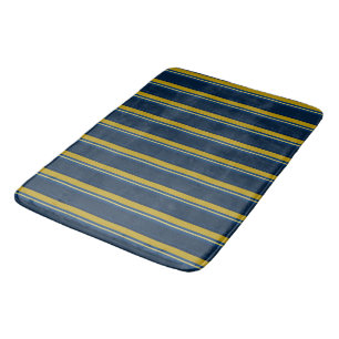 Blue and yellow stripes bath mat