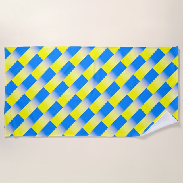 Blue and Yellow stripes pattern Beach Towel (Front)
