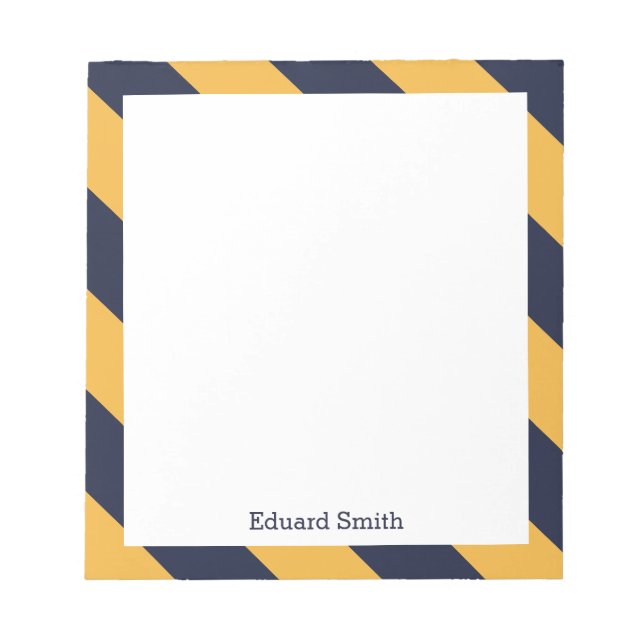 Blue and Yellow Stripes Personalised Notepad (Front)