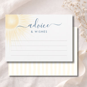 Blue and Yellow Stripes Sunshine Baby Shower Thank You Card