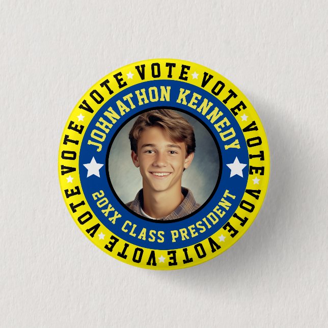 Blue and Yellow Student Body Campaign 3 Cm Round Badge (Front)