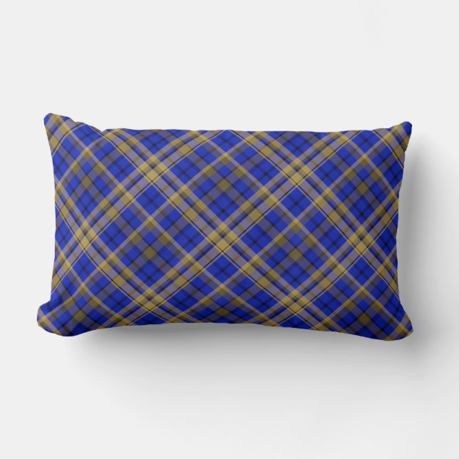 Blue and yellow tartan plaid. lumbar cushion (Front)