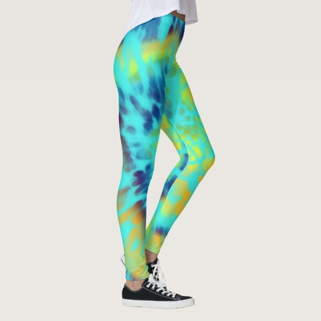 Blue and Yellow Tie-dye Leggings (Right)