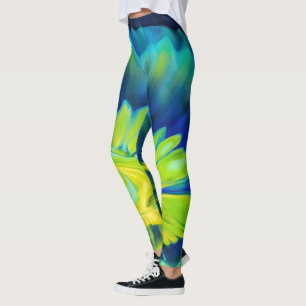 Blue and Yellow Tie Dye Leggings