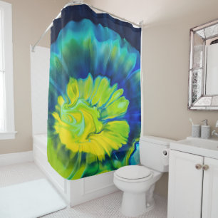 Blue and Yellow Tie Dye Shower Curtain