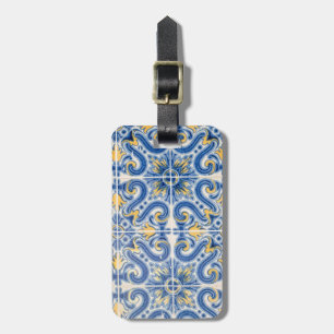 Blue and yellow tile, Portugal Luggage Tag