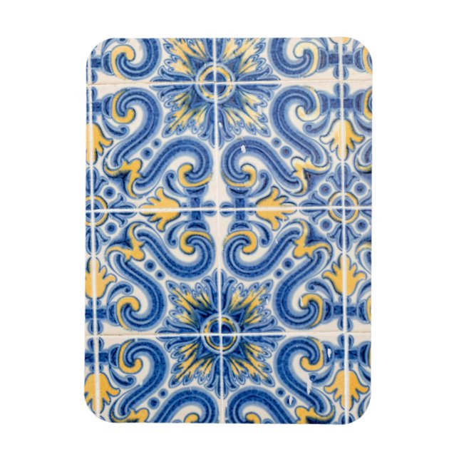 Blue and yellow tile, Portugal Magnet (Vertical)