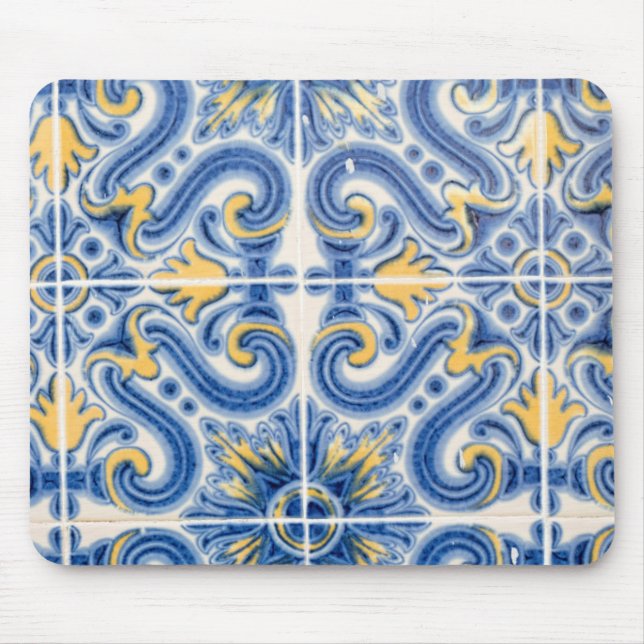 Blue and yellow tile, Portugal Mouse Pad (Front)