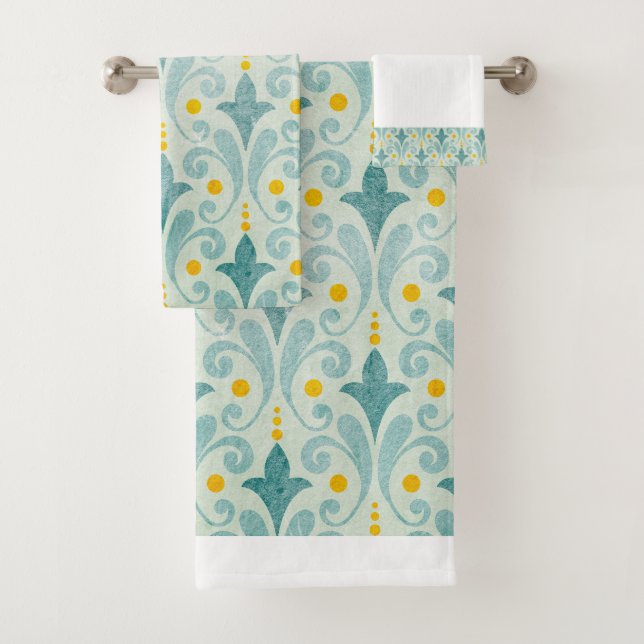 Blue and yellow towel set (Insitu)