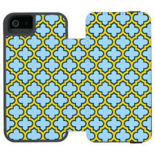 Blue and Yellow Trellis, Lattice, Quatrefoil Incipio Watson™ iPhone 5 Wallet Case