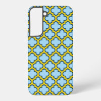 Blue and Yellow Trellis, Lattice, Quatrefoil