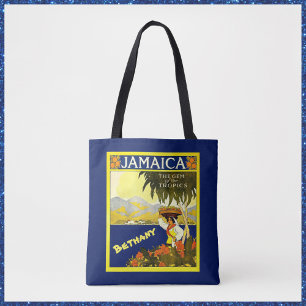 Blue and Yellow Tropical Jamaica  Tote Bag