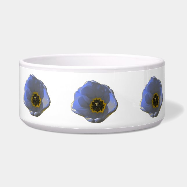 Blue and Yellow Tulip Dog Bowl (Front)