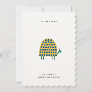 Blue and Yellow Turtle Animal Kids Birthday Party Invitation