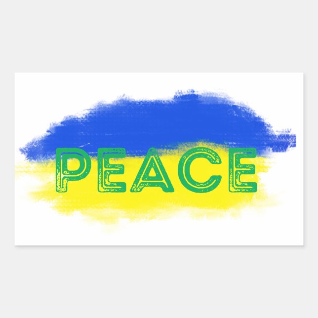 Blue and Yellow Ukraine Inspirations Peace No War Rectangular Sticker (Front)