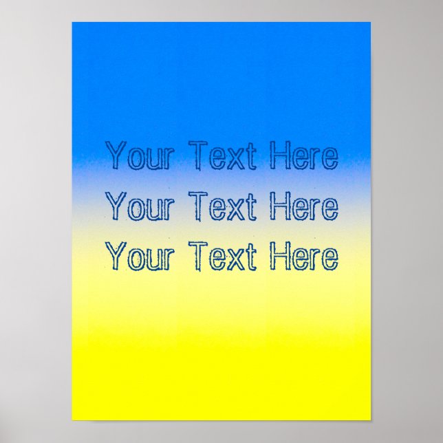 Blue and Yellow Ukraine Inspired custom text Poster (Front)