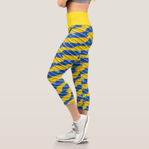 Blue and Yellow Ukraine Inspired peace anti war Capri Leggings