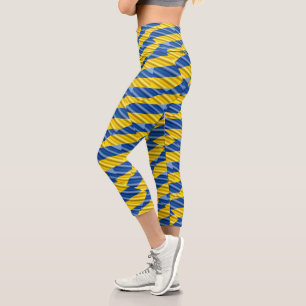 Blue and Yellow Ukraine Inspired peace anti war Capri Leggings