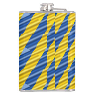 Blue and Yellow Ukraine Inspired Peace No War Hip Flask