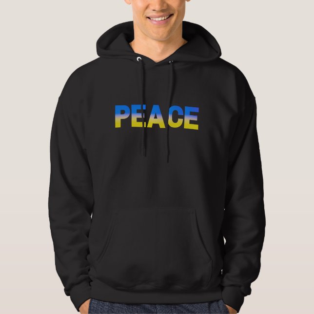 Blue and Yellow Ukraine Inspired Peace No War Hoodie (Front)