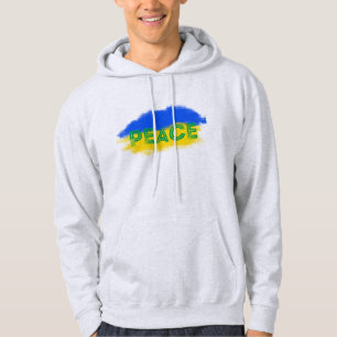 Blue and Yellow Ukraine Inspired Peace No War Hoodie