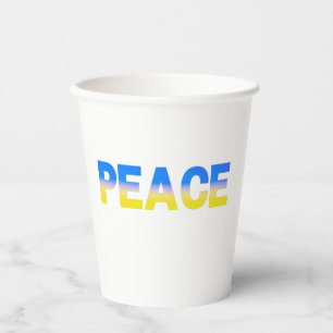 Blue and Yellow Ukraine Inspired Peace No War Paper Cups