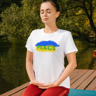 Blue and Yellow Ukraine Inspired Peace No War T-Shirt