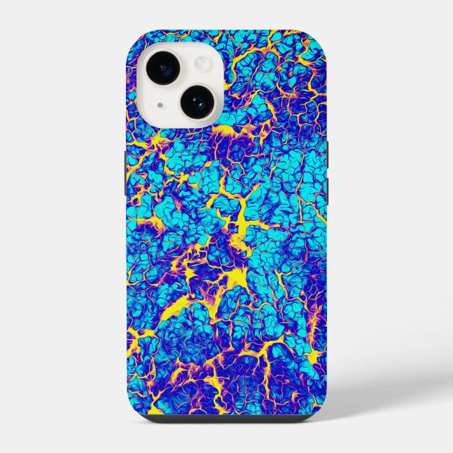 Blue and Yellow Unique Texture Pattern iPhone Case (Back)