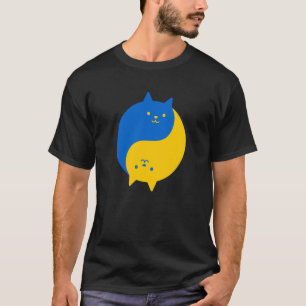 Blue and Yellow Victory Cats Balanced Yin Yang Meo T-Shirt