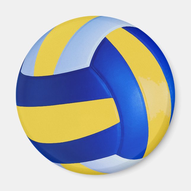 Blue and Yellow Volleyball Magnet (Front)