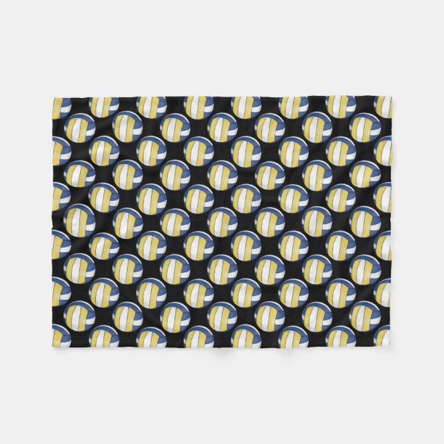 Blue and Yellow Volleyball Patterns Fleece Blanket (Front (Horizontal))