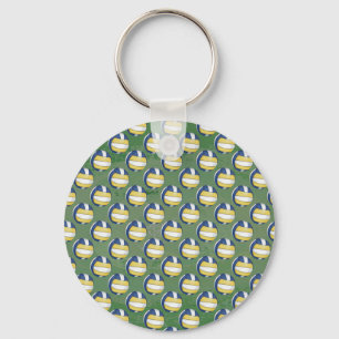 Blue and Yellow Volleyball Patterns Key Ring