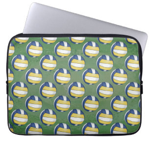 Blue and Yellow Volleyball Patterns Laptop Sleeve