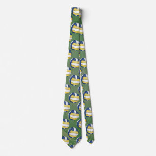 Blue and Yellow Volleyball Patterns Tie