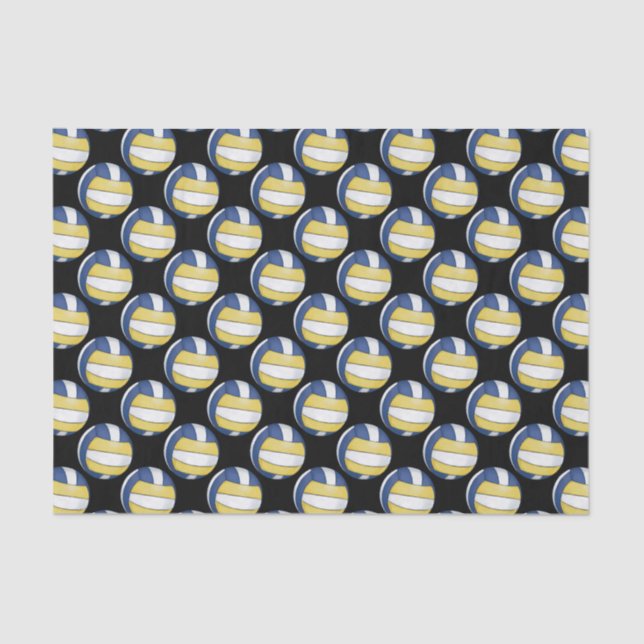 Blue and Yellow Volleyball Patterns Tissue Paper (Front)