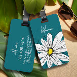 Blue and Yellow Whimsical Daisy Custom Text Luggage Tag<br><div class="desc">A zen and whimsical,  hipster piece of art. You can add a name,  monogram or other custom text. If you need to move the art around,  click on the customise button to make changes.</div>