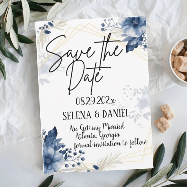 "Blue Anemone Blossoms: Floral Wedding" Save The Date (Creator Uploaded)