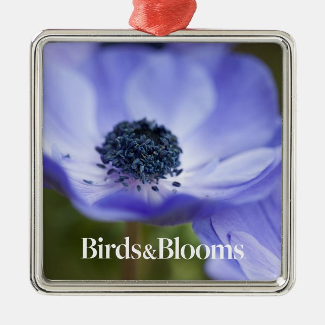Blue Anemone Metal Tree Decoration (Front)