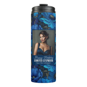 Blue Anemones Flower Adult Birthday Customised Thermal Tumbler