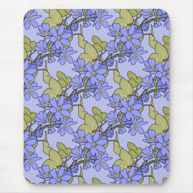 Blue Anemones Mouse Pad (Front)