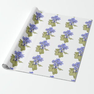 Blue Anemones on White Wrapping Paper