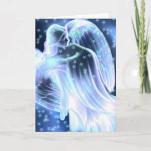 Blue Angel With Stars Greeting Card