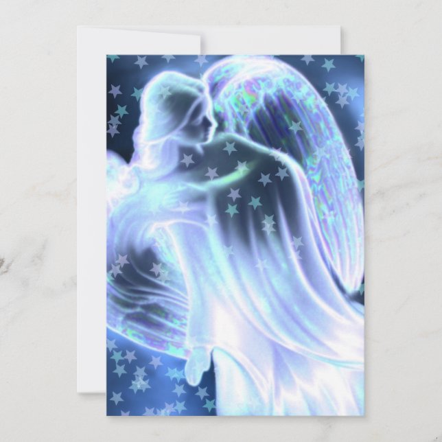  Blue Angel With Stars Invitation (Front)