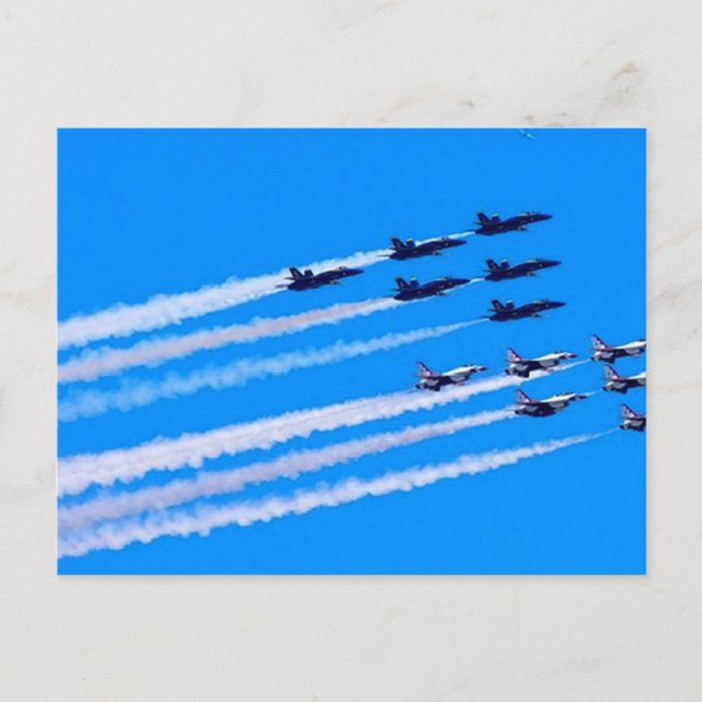 Blue Angels and Thunderbirds Flying History Postcard (Front)