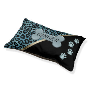 Blue Animal Print - Personalised Pet Bed