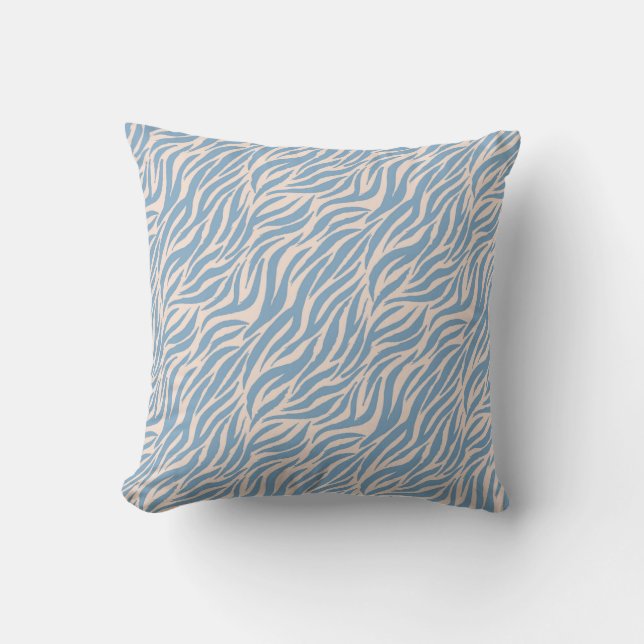 Blue Animal Print Tiger Cushion (Front)