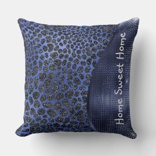 Blue Animal Skin Pattern Glam Glitter Personalised Cushion